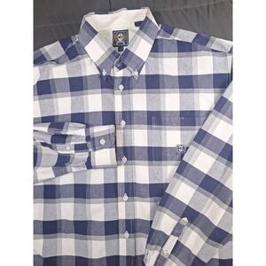 Cinch Button Down Mens Large Blue White Checked Long Sleeve‎ Rodeo Cowboy Chore